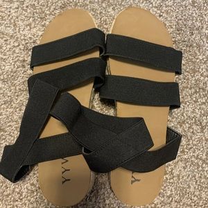 black platform sandals